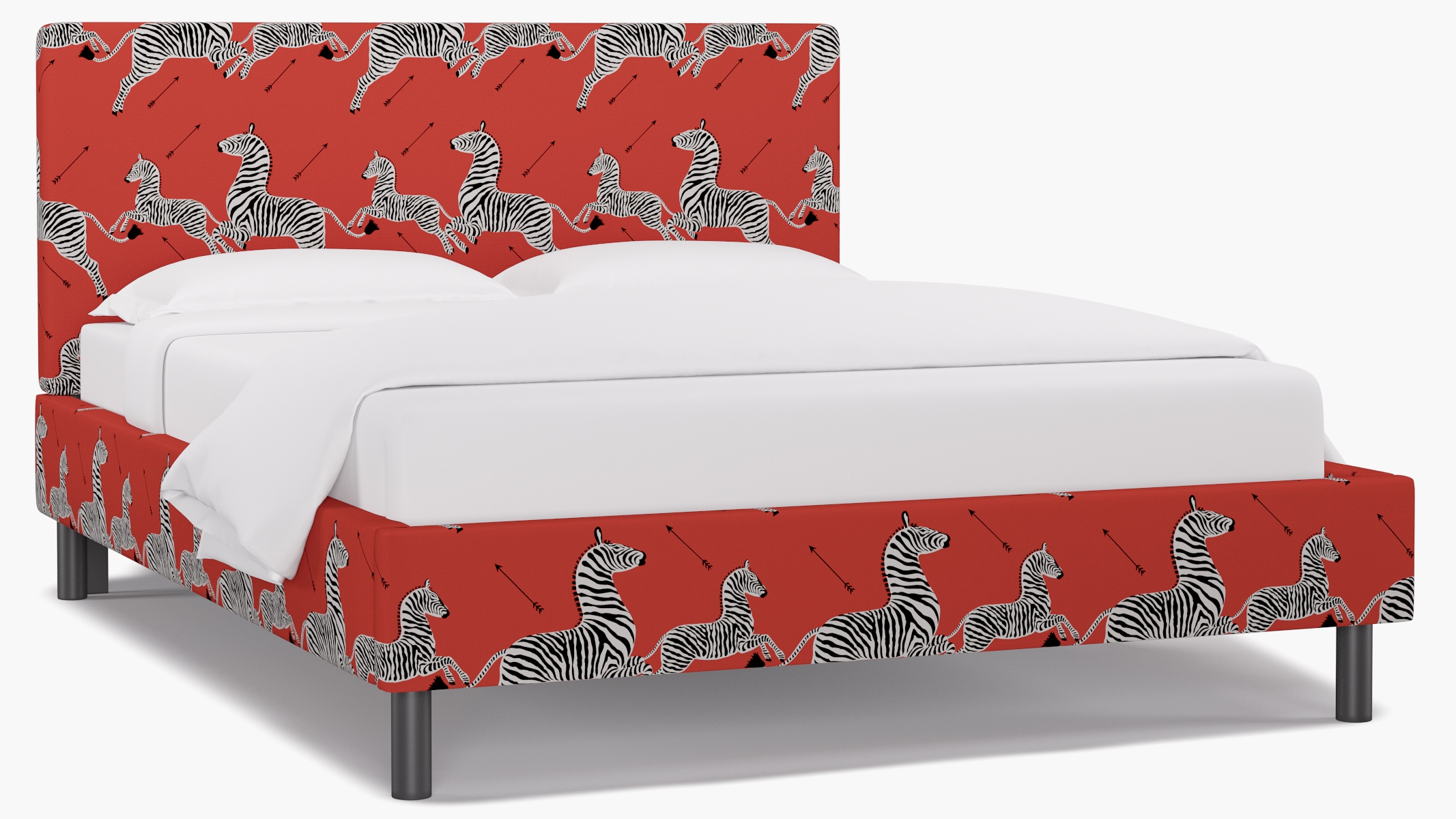 Tailored Platform Bed, Coral Zebra, Queen - Image 1