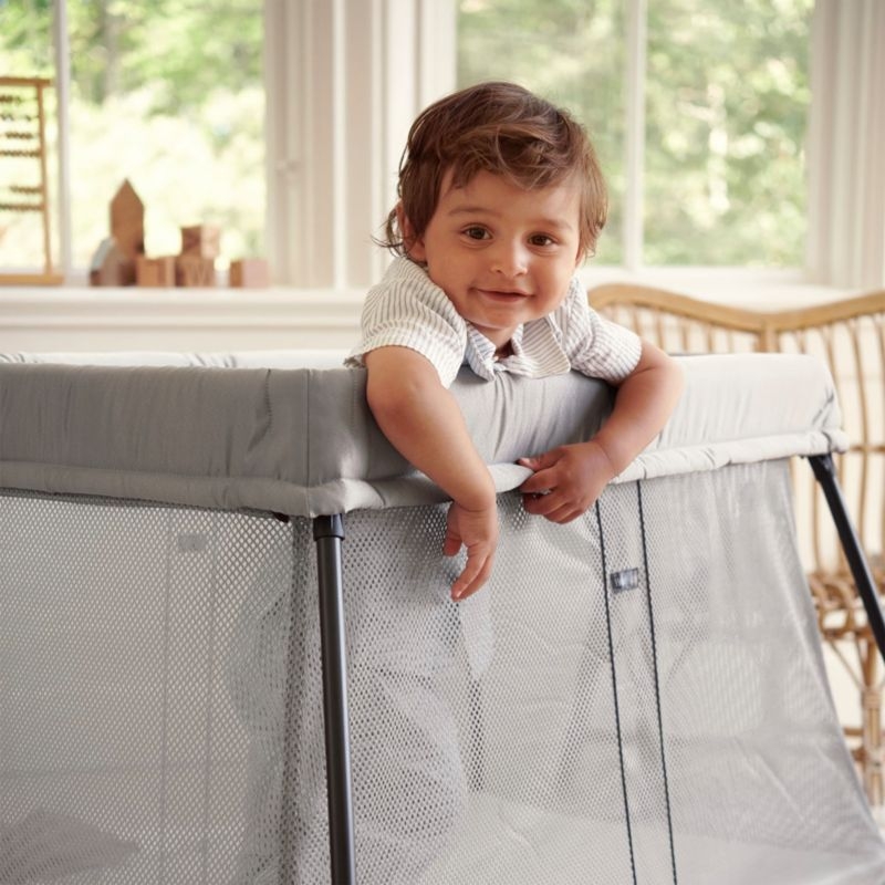 BABYBJÖRN ™ Silver Lightweight Travel Crib with Fitted Sheet Bundle Pack - Image 1
