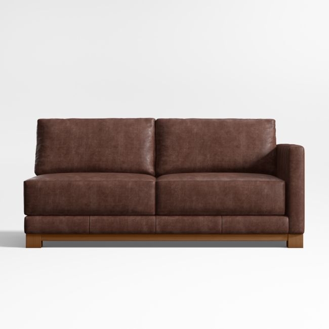 Gather Wood Base Leather Right-Arm Sofa - Image 0