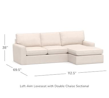 Pearce Square Arm Slipcovered Left Arm Loveseat with Double Chaise Sectional, Down Blend Wrapped Cushions, Performance Boucle Oatmeal - Image 4