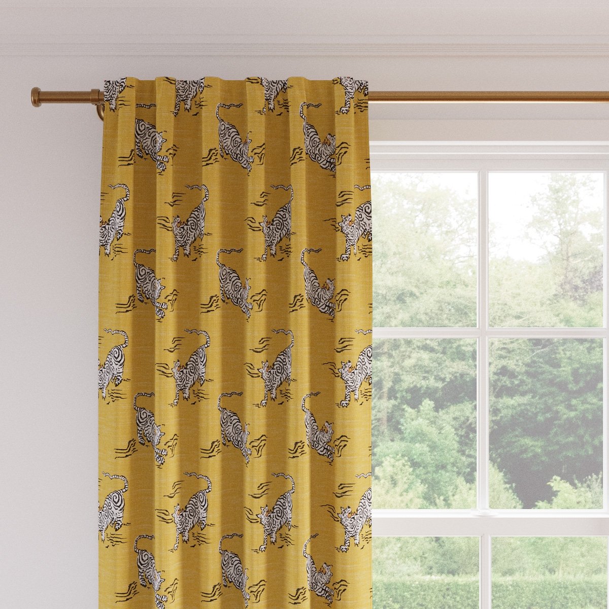Printed Linen Curtain, Dijon Tigresse, 50" x 96", Privacy - Image 1