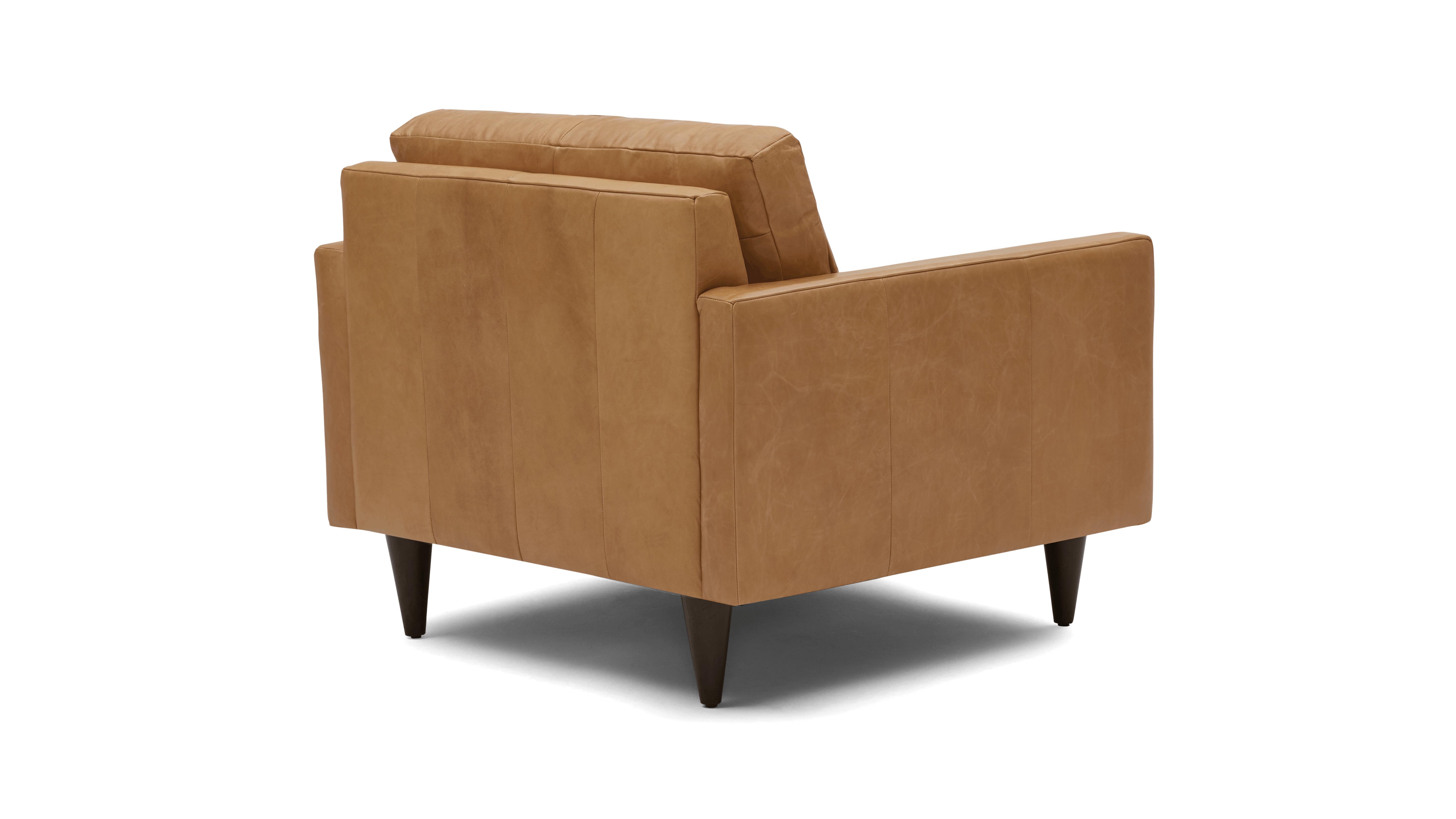 Brown Eliot Mid Century Modern Leather Chair - Santiago Camel - Mocha - Image 3