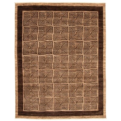 One-of-a-Kind Hand-Knotted New Age 18/20 Pako Dark Brown/Tan 7'10" x 10' Wool Area Rug - Image 0