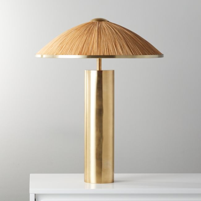 Solana Cone Brass and Rattan Table Lamp - Image 0