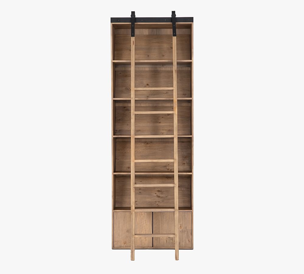 Braemar 35.5" x 98" Bookcase With Ladder, Smoked Pine - Image 0