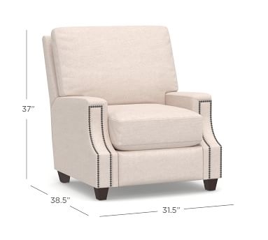 James Square Arm Upholstered Recliner, Down Blend Wrapped Cushions, Performance Boucle Oatmeal - Image 1