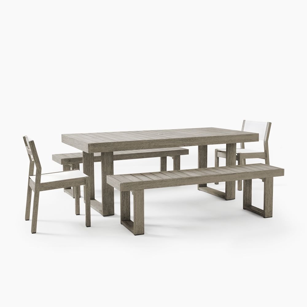 Portside Outdoor 76.5 in Rectangle Dining Table, Driftwood - Image 1