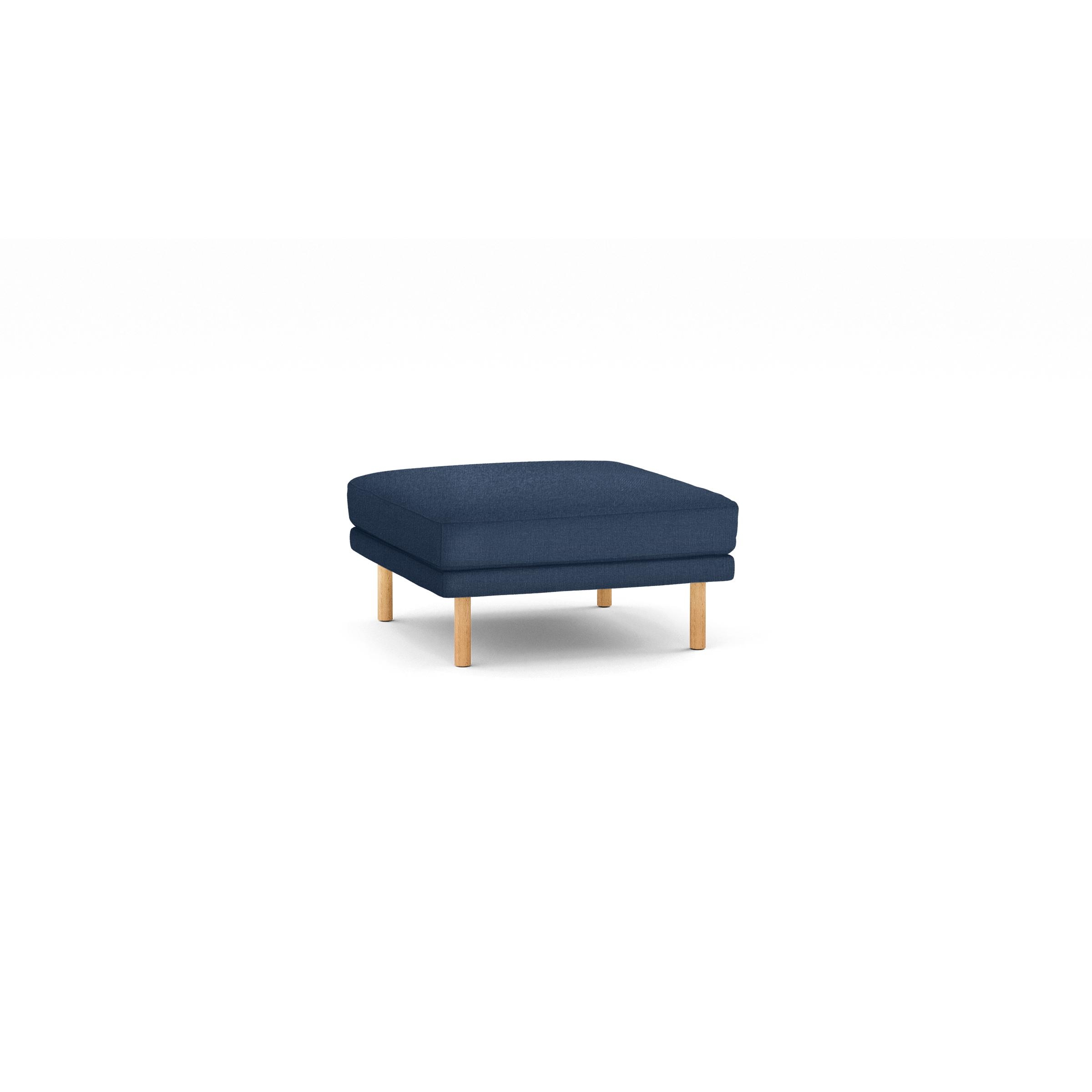Field Ottoman - Navy Blue - Performance Basketweave / Oak - Wood - Image 0