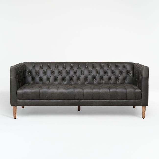 Rollins Ebony Leather Sofa - Image 0