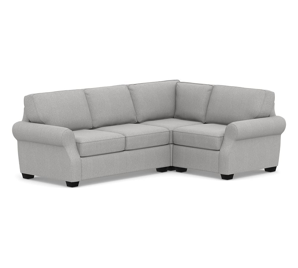 SoMa Fremont Roll Arm Upholstered Left Arm 3-Piece Corner Sectional, Polyester Wrapped Cushions, Sunbrella(R) Performance Chenille Fog - Image 0