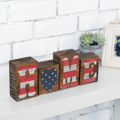 4-Piece American Flag HOME Letter Signs - Image 0
