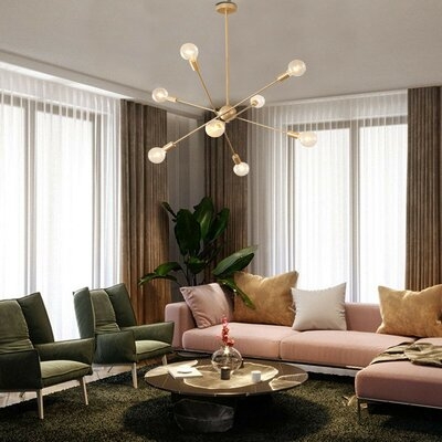 Modern 8-Head Golden Chandelier With Translucent Glass Lampshade. - Image 0