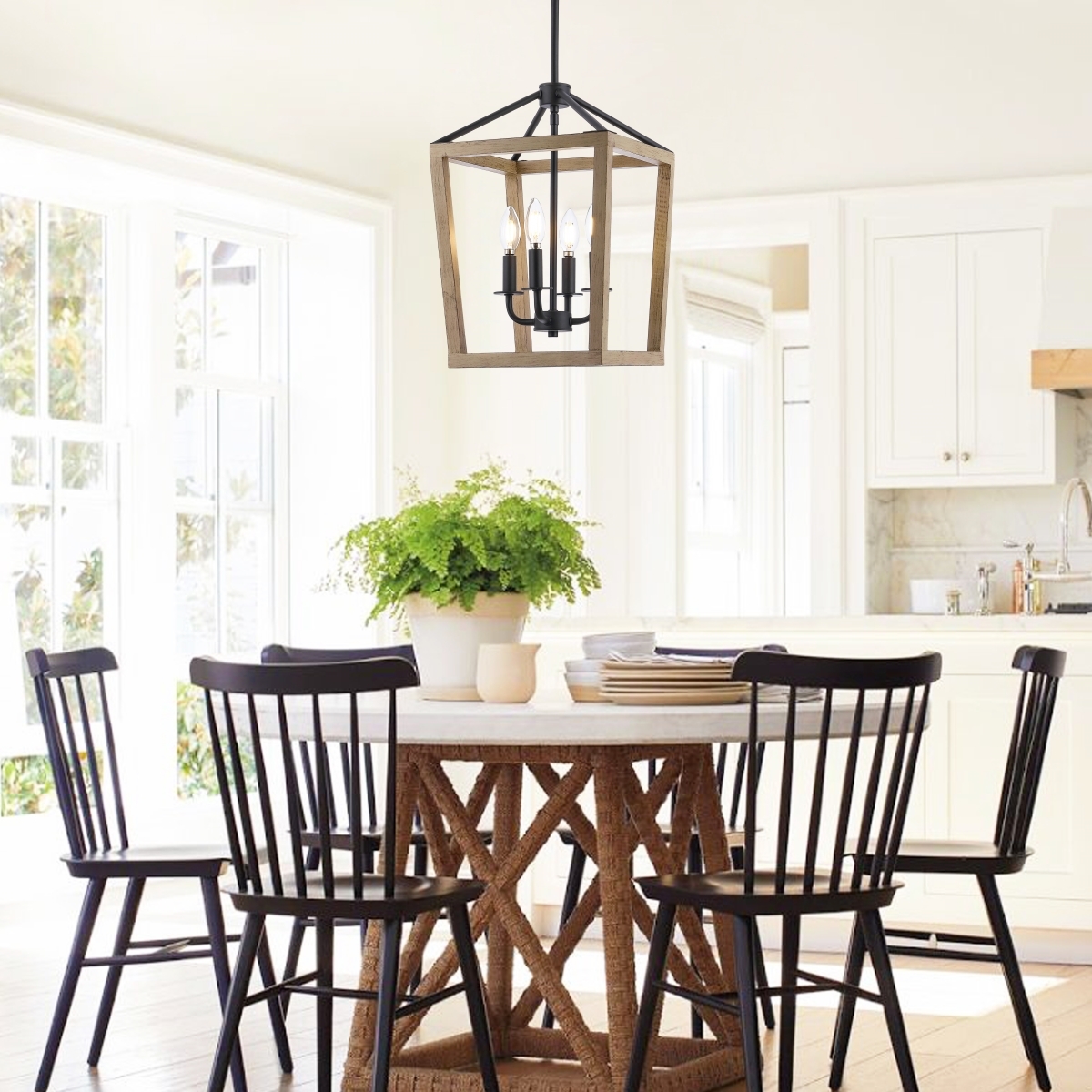 Valdis 4Lt 12 Inch Pendant - Natural/Black - Image 4