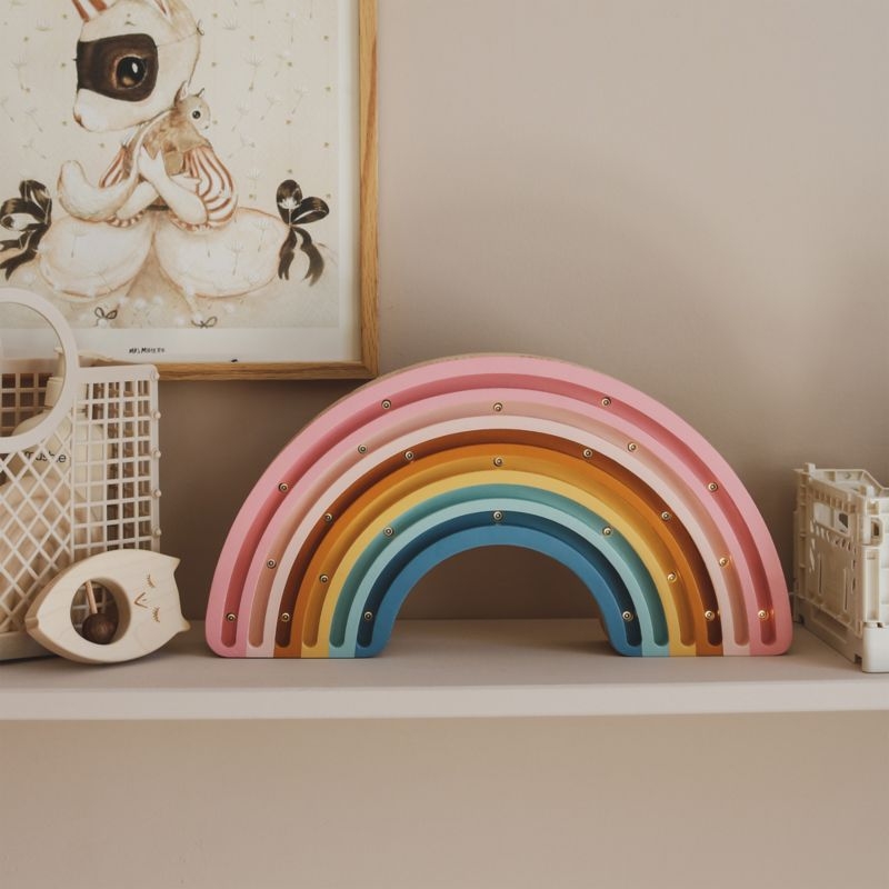 Little Lights Retro Rainbow Kids Wood Table Lamp - Image 2
