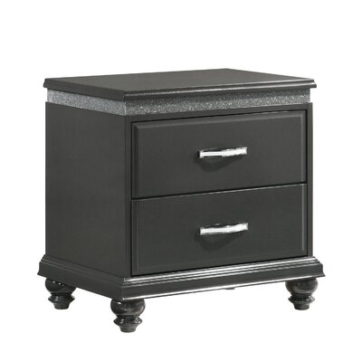 Lave 2 - Drawer Solid Wood Nightstand in Gray - Image 0
