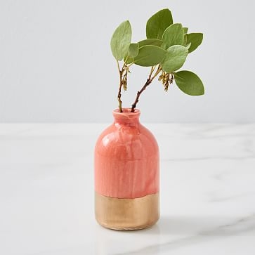 Bud Vase, Coral + Gold, Individual - Image 0