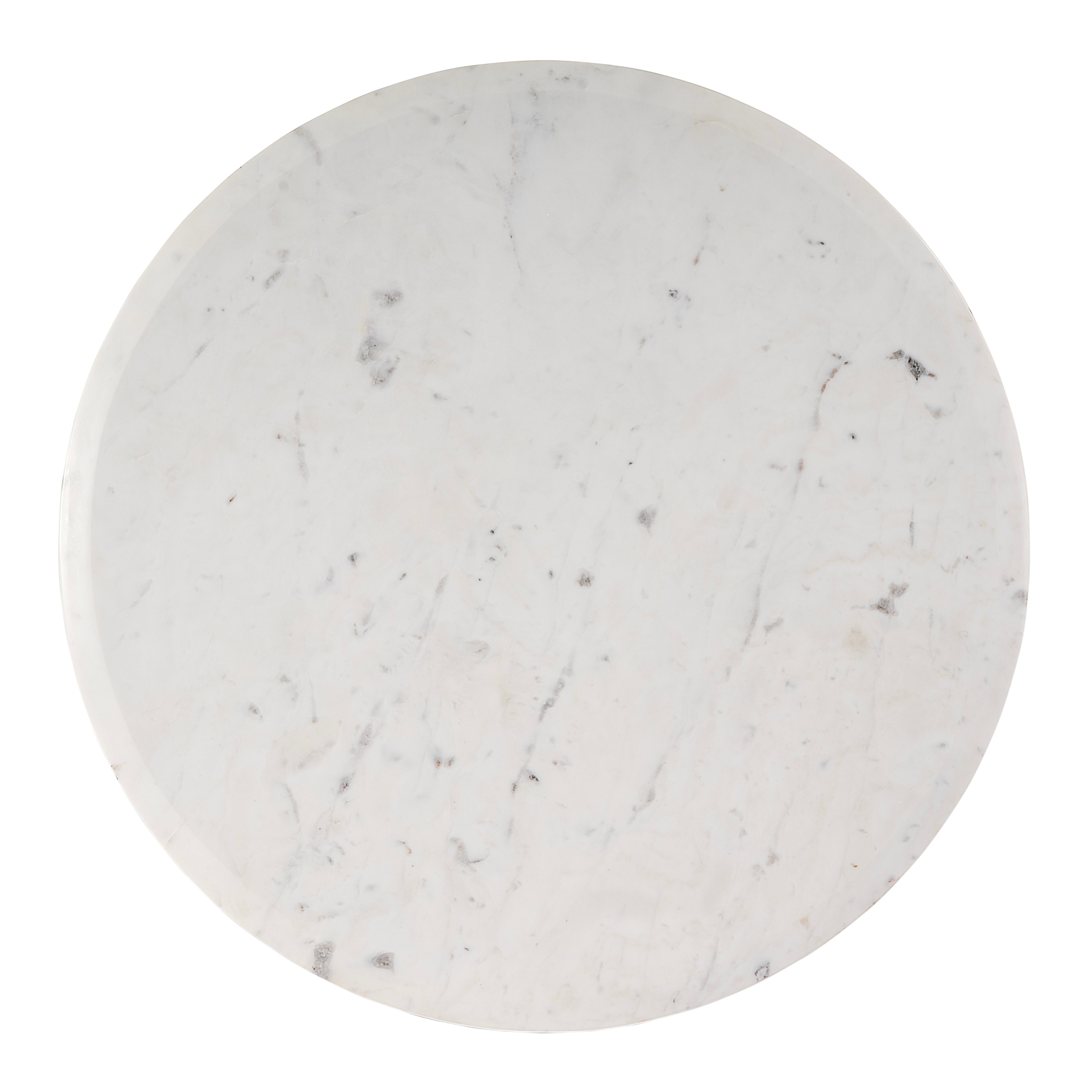 Geneva White/Light Beige Marble Side Table - Image 1