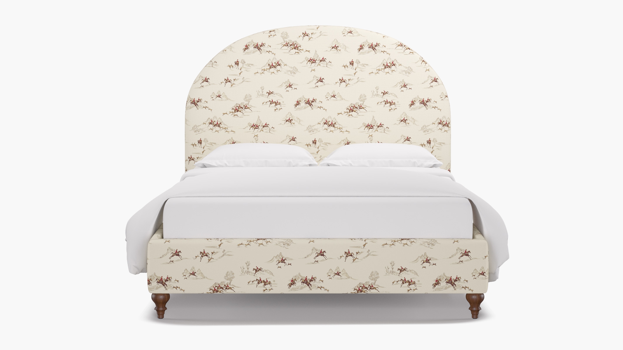 Demilune Bed, Red Cotswold Hunt, Walnut Traditional Turned Leg, King - Image 0