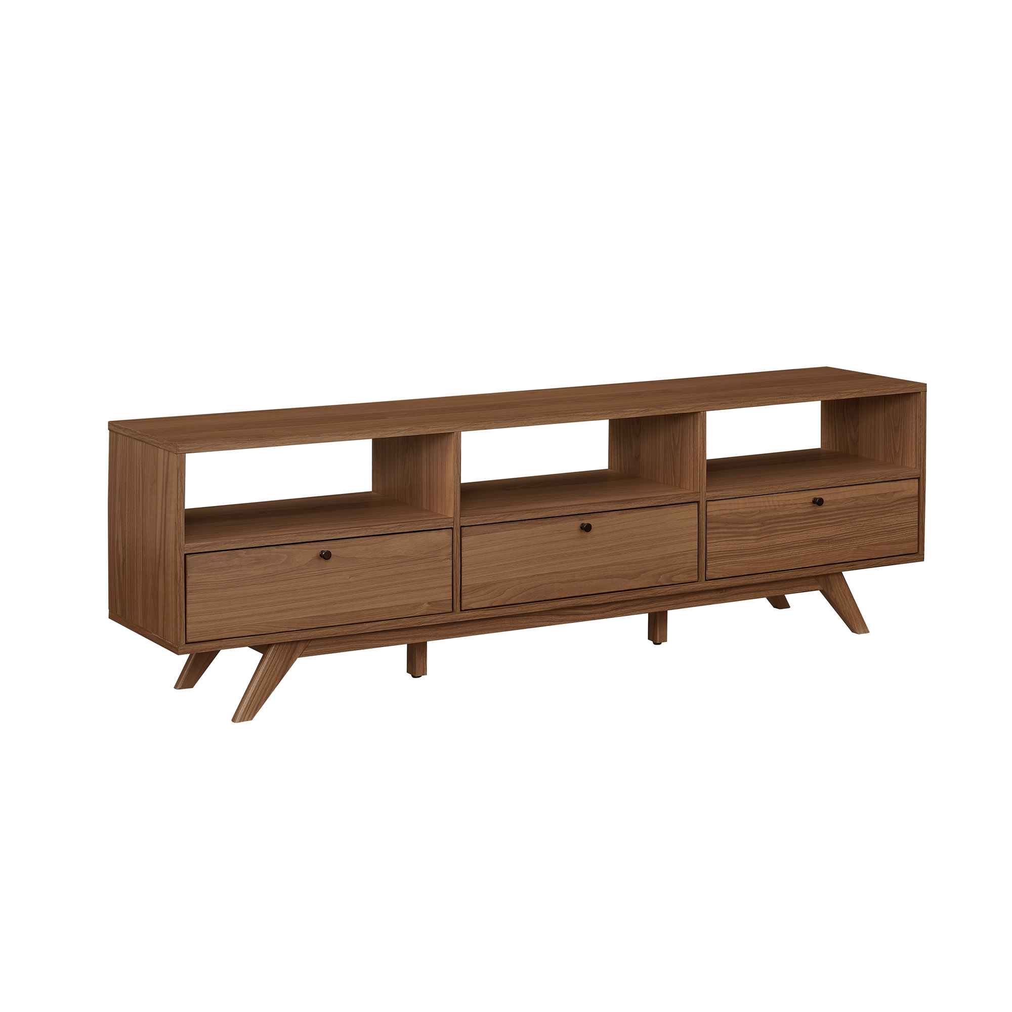 70" MCM TV Stand with 3 Closed Storage and Open Storage - Mocha - Image 6