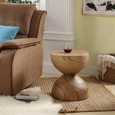 Hourglass-Shaped Side Table (Natural Wood) - Image 0