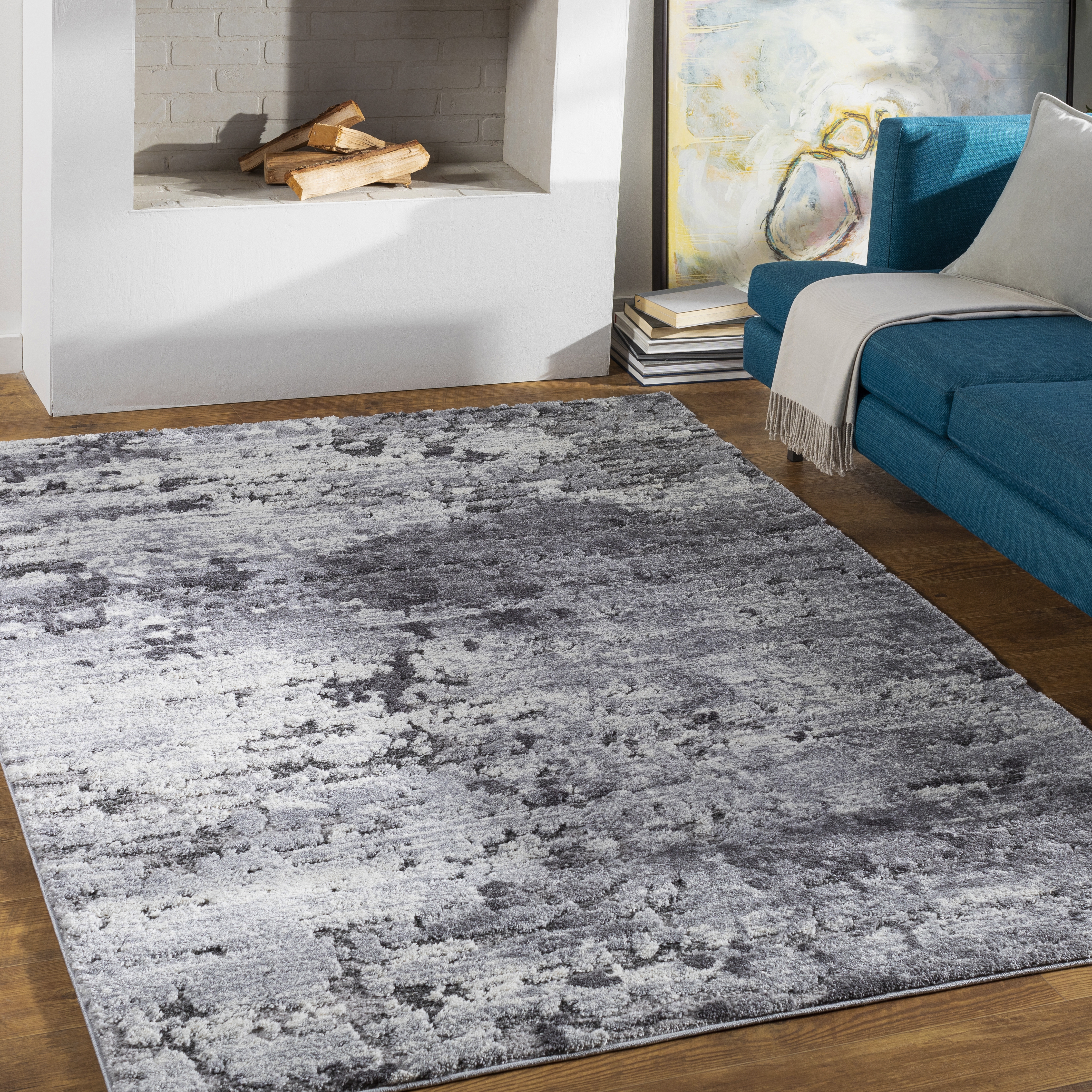 Tuscany Gray Indoor 4'3" x 5'7" Machine Woven Rug - Image 1