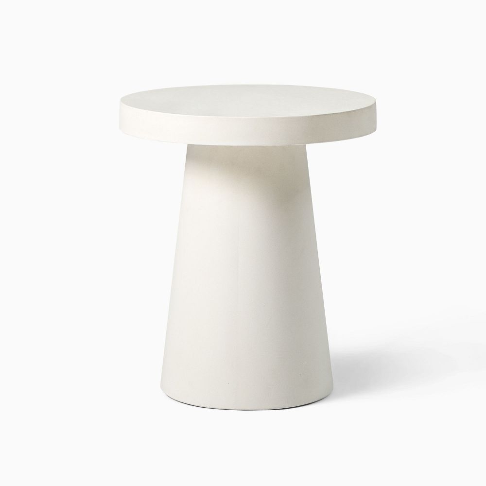 Concrete Pedestal Outdoor 18in Side Table, White - Image 2