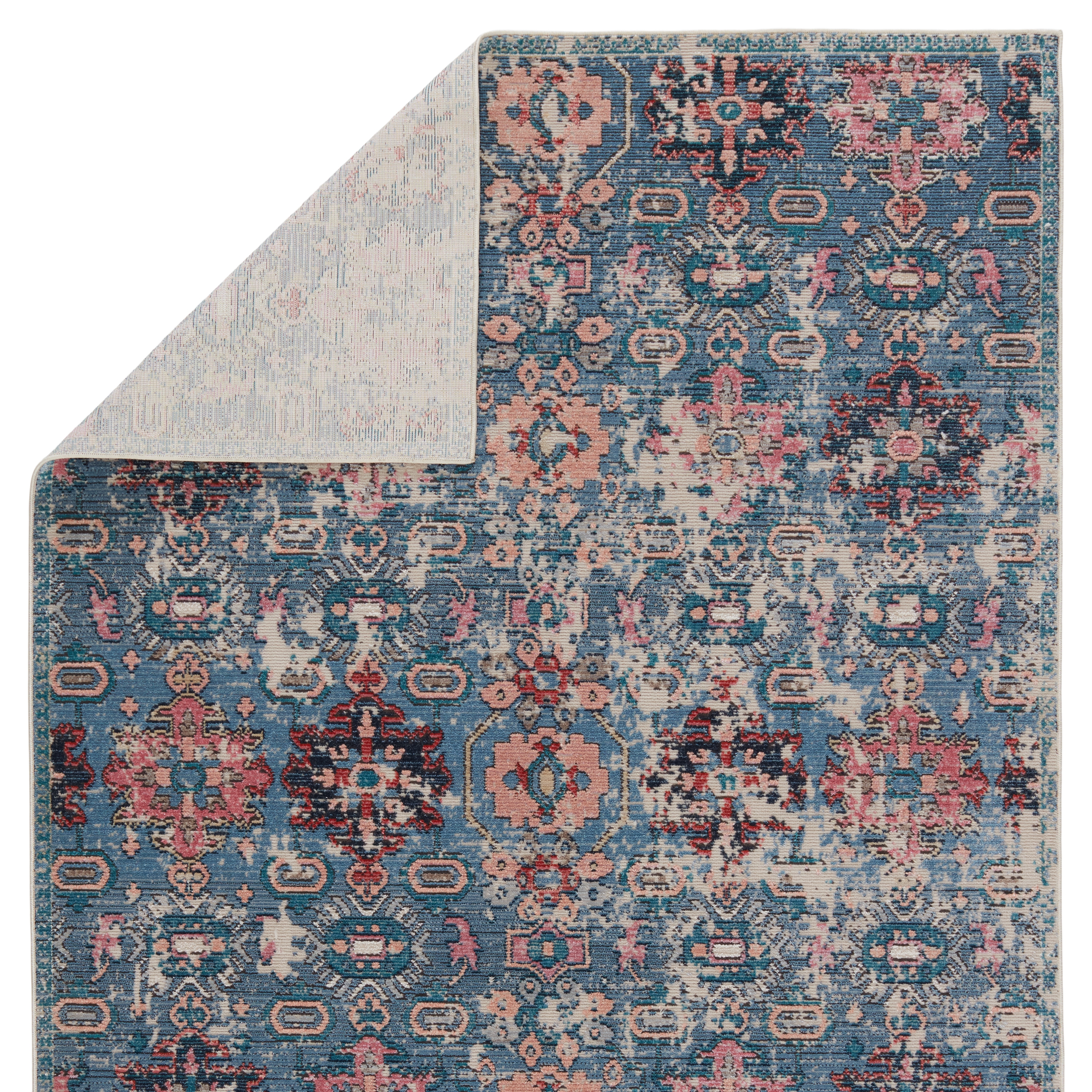 Vibe by Farella Indoor/ Outdoor Oriental Blue/ Pink Runner Rug (2'6"X8') - Image 2
