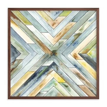 Angular Organic, Walnut Wood Frame, 16"x16" - Image 0