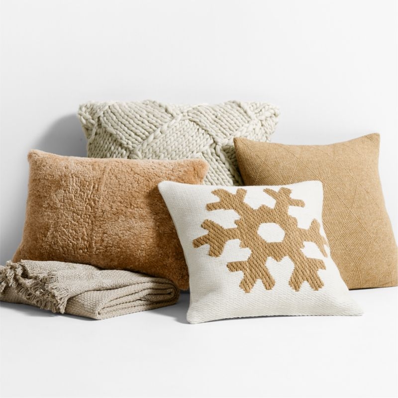 Diamond Knit 20x20 Camel Tan Throw Pillow with Down-Alternative Insert - Image 5