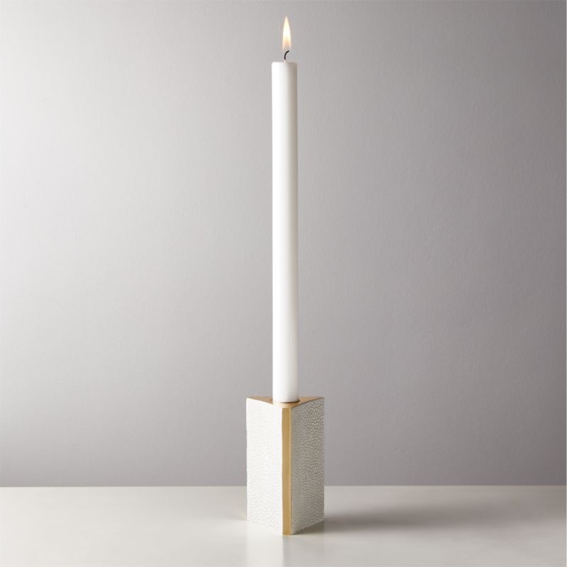 Shagreen Ivory Taper Candle Holder Large - Image 3