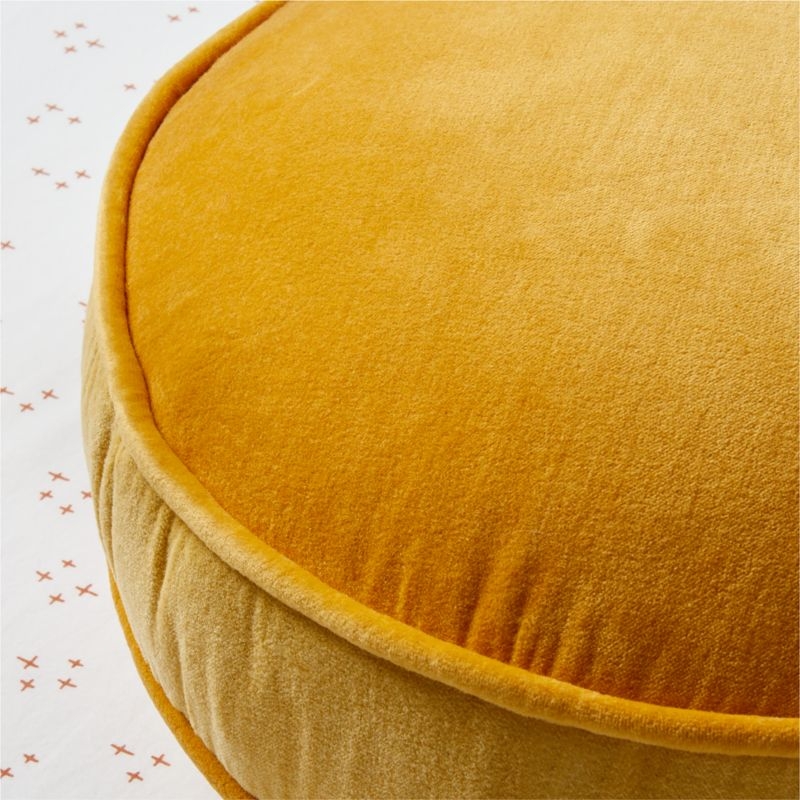 Harriet Round Savannah Yellow Velvet Kids Throw Pillow - Image 2
