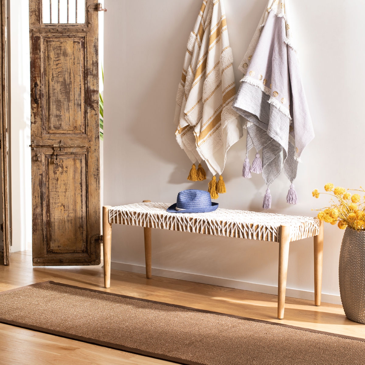 Bandelier Bench - Off White / Natural - Arlo Home - Image 2