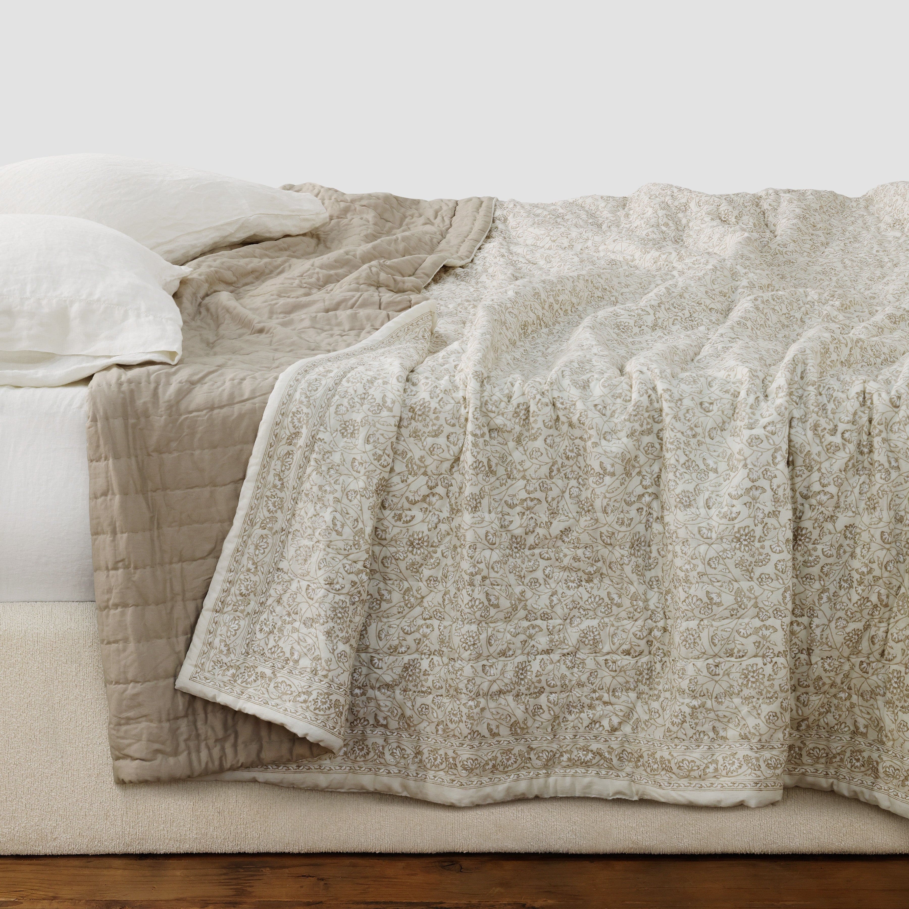 The Citizenry Lianna Block Print Quilt | Twin | Sand - Image 0