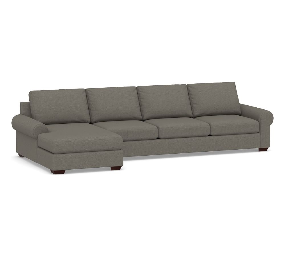 Big Sur Roll Arm Upholstered Right Arm Grand Sofa with Chaise Sectional, Down Blend Wrapped Cushions, Chunky Basketweave Metal - Image 0