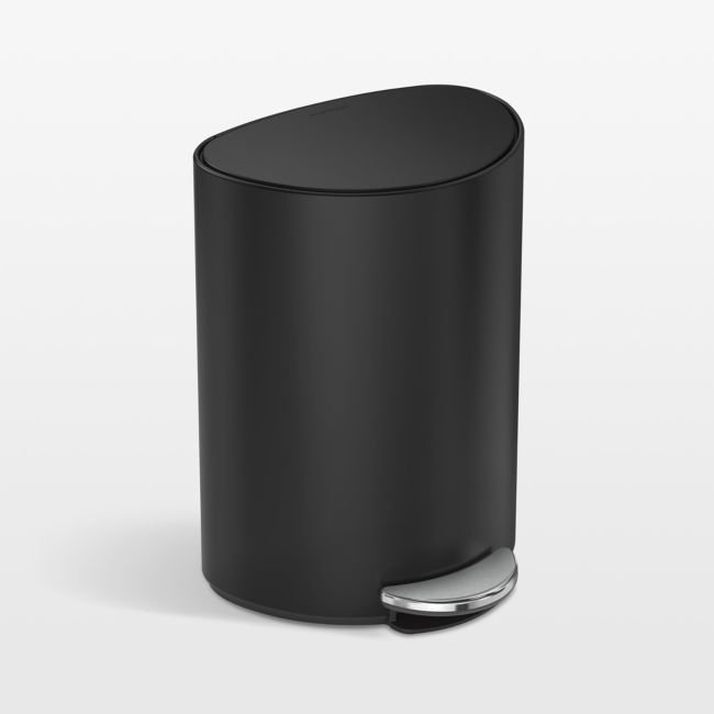 Simplehuman ® 6-Liter Matte Black Steel Semi-Round Step Trash Can - Image 0