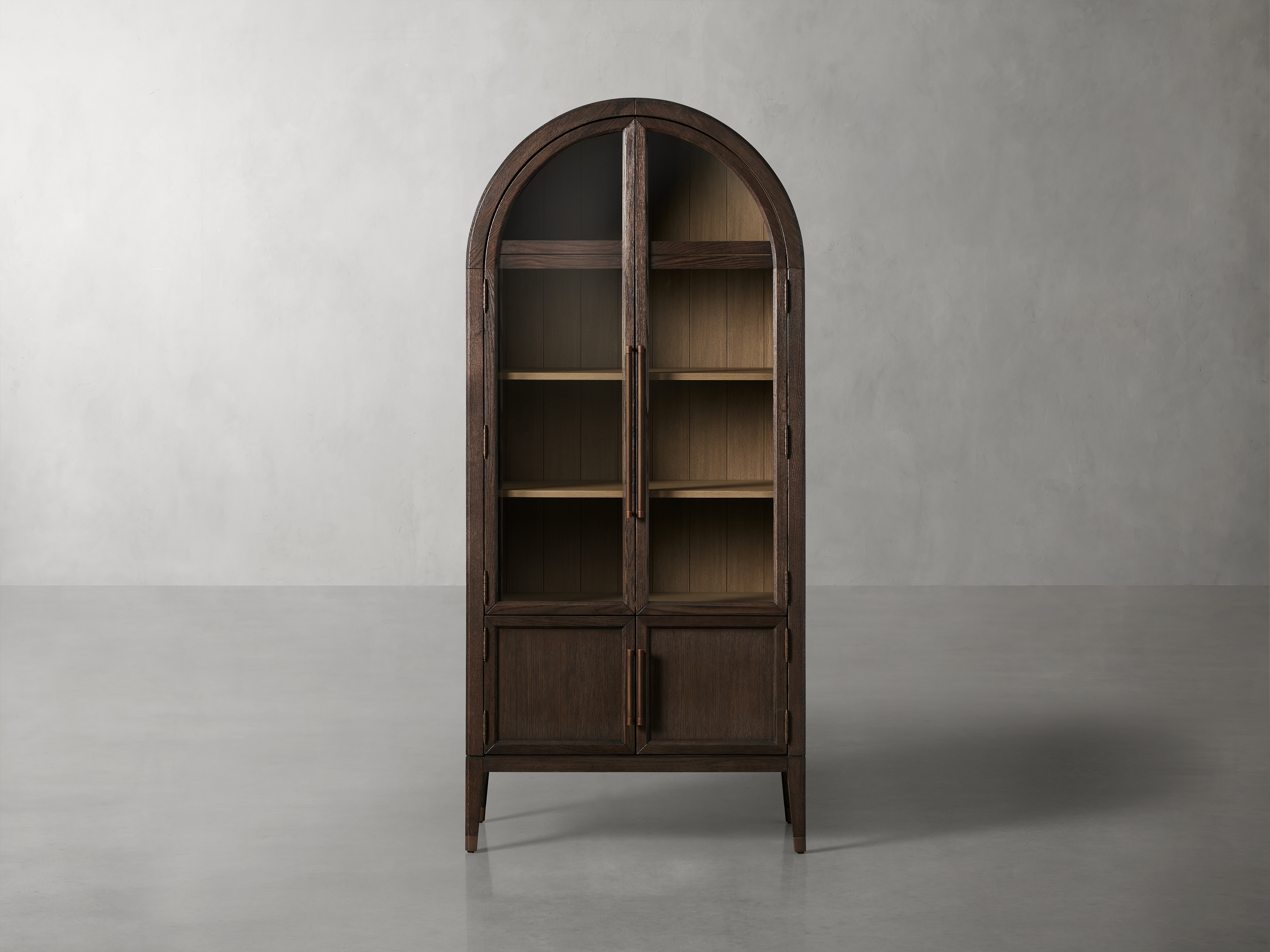 Hattie Glass Cabinet in Wood 46" Brown  Bahasa  - Image 0