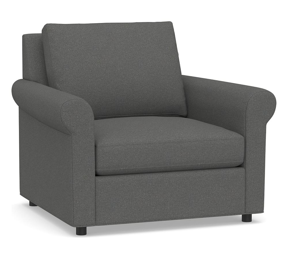 Sanford Roll Arm Upholstered Armchair, Polyester Wrapped Cushions, Park Weave Charcoal - Image 0
