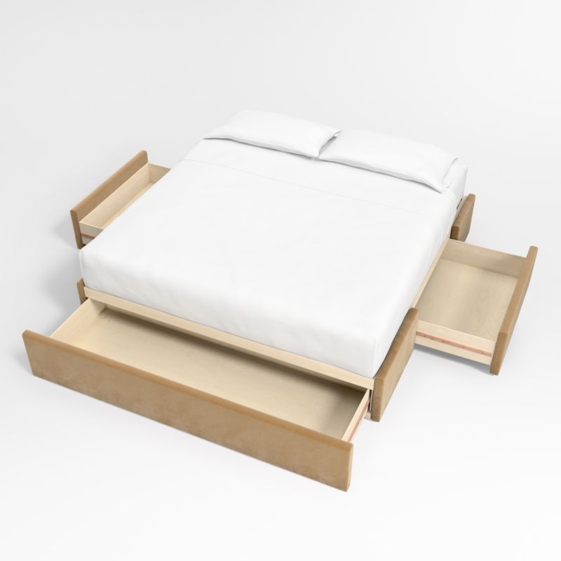 Lafayette 56" Camel Brown Upholstered King Headboard with Storage Bed Base - Image 2