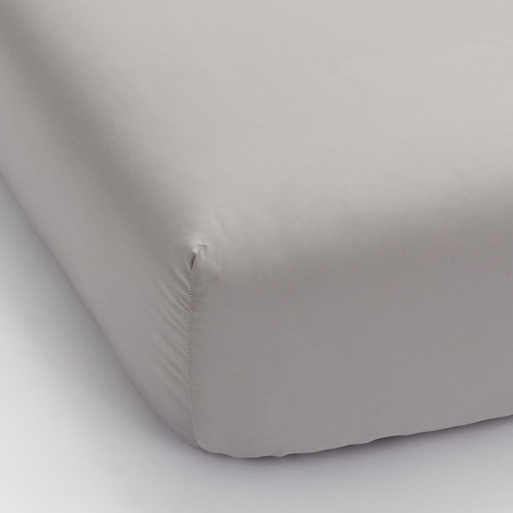400 TC Organic Cotton Percale Sheet Set, King Fitted, Pearl Gray - Image 0