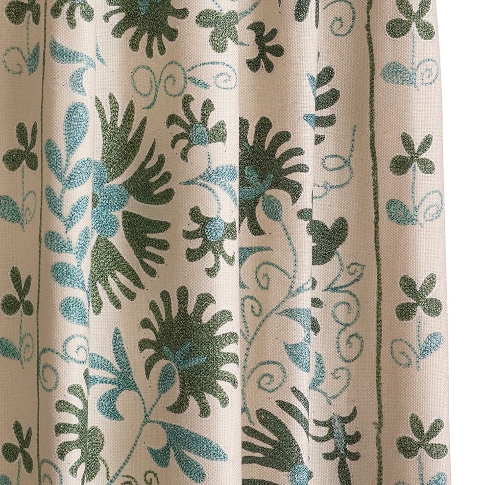 Sage Ribbon Suzani French Pleat Curtain - Image 0