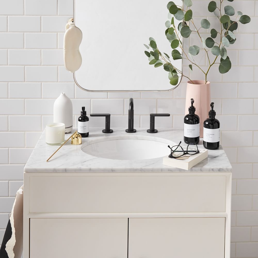 Mid-Century Collection Single 31.5" Bath Console, White, No Marble Top/No Hardware - Image 2