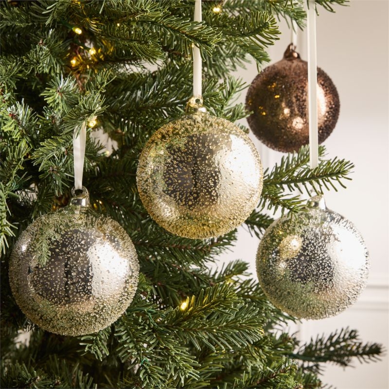 Textured Metallic Glass Christmas Tree Ornaments 5" Set of 4 - Image 6