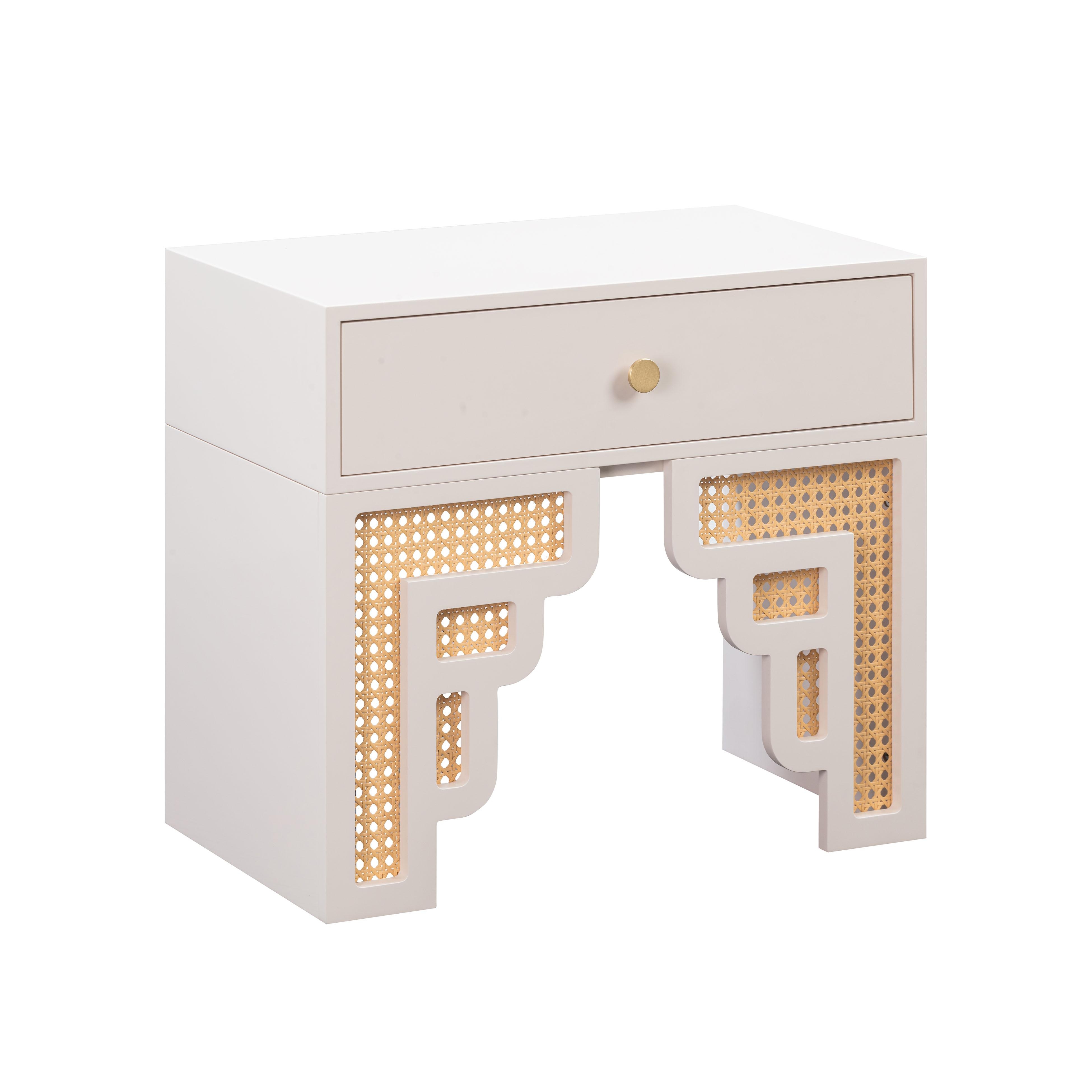 Suzie Cream & Rattan Nightstand - Image 0