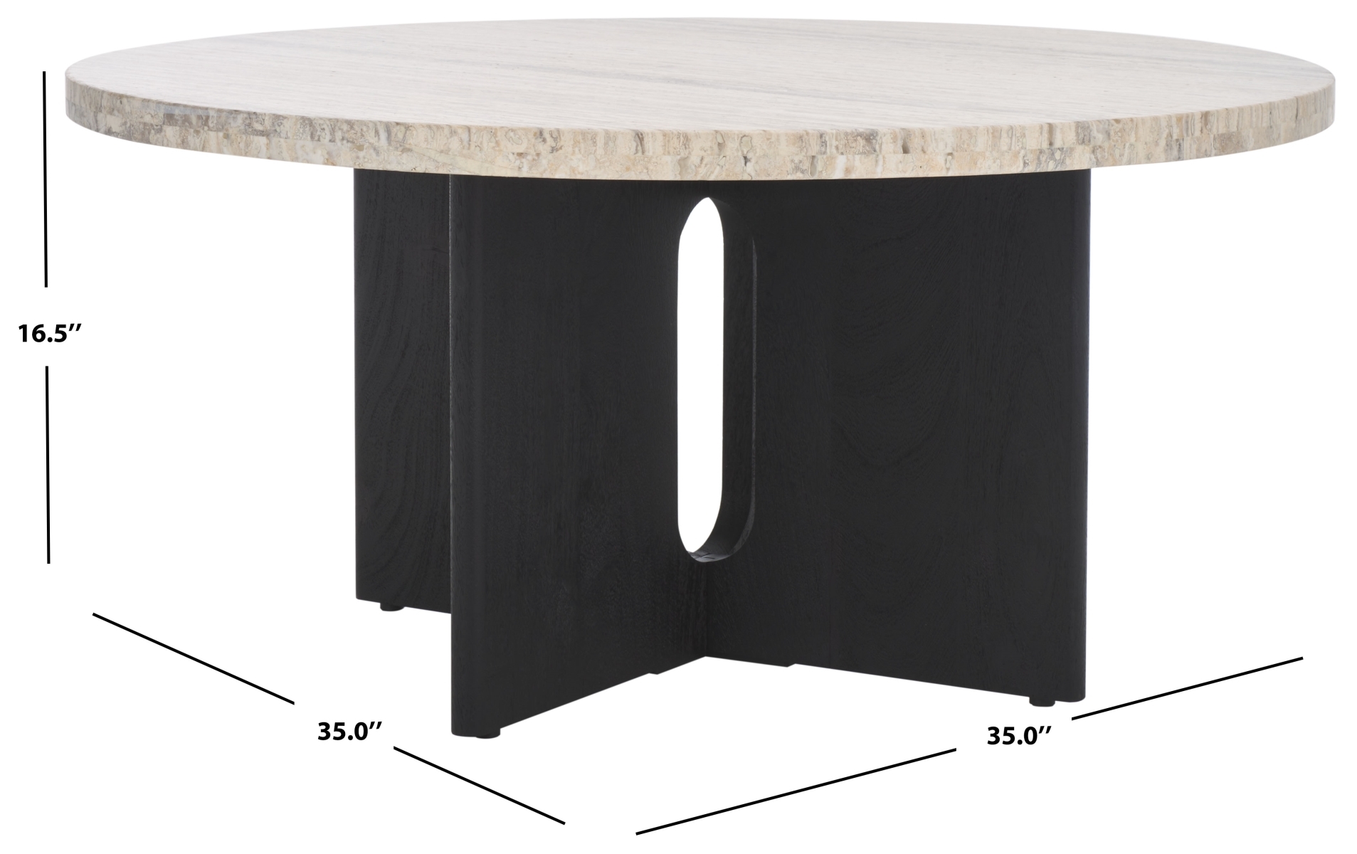 Shayna Travertine Coffee Table - Travertine/Black - Image 8