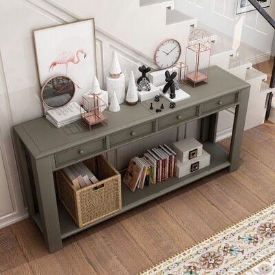 Console Table For Entryway Hallway Sofa Table With Storage Drawers And Bottom Shelf - Image 0