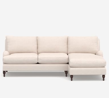 Carlisle Upholstered Right Arm Sofa with Chaise Sectional, Polyester Wrapped Cushions, Chenille Basketweave Oatmeal - Image 1
