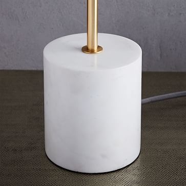 Sphere and Stem Table Lamp Antique Brass Milk Glass (22") - Image 3