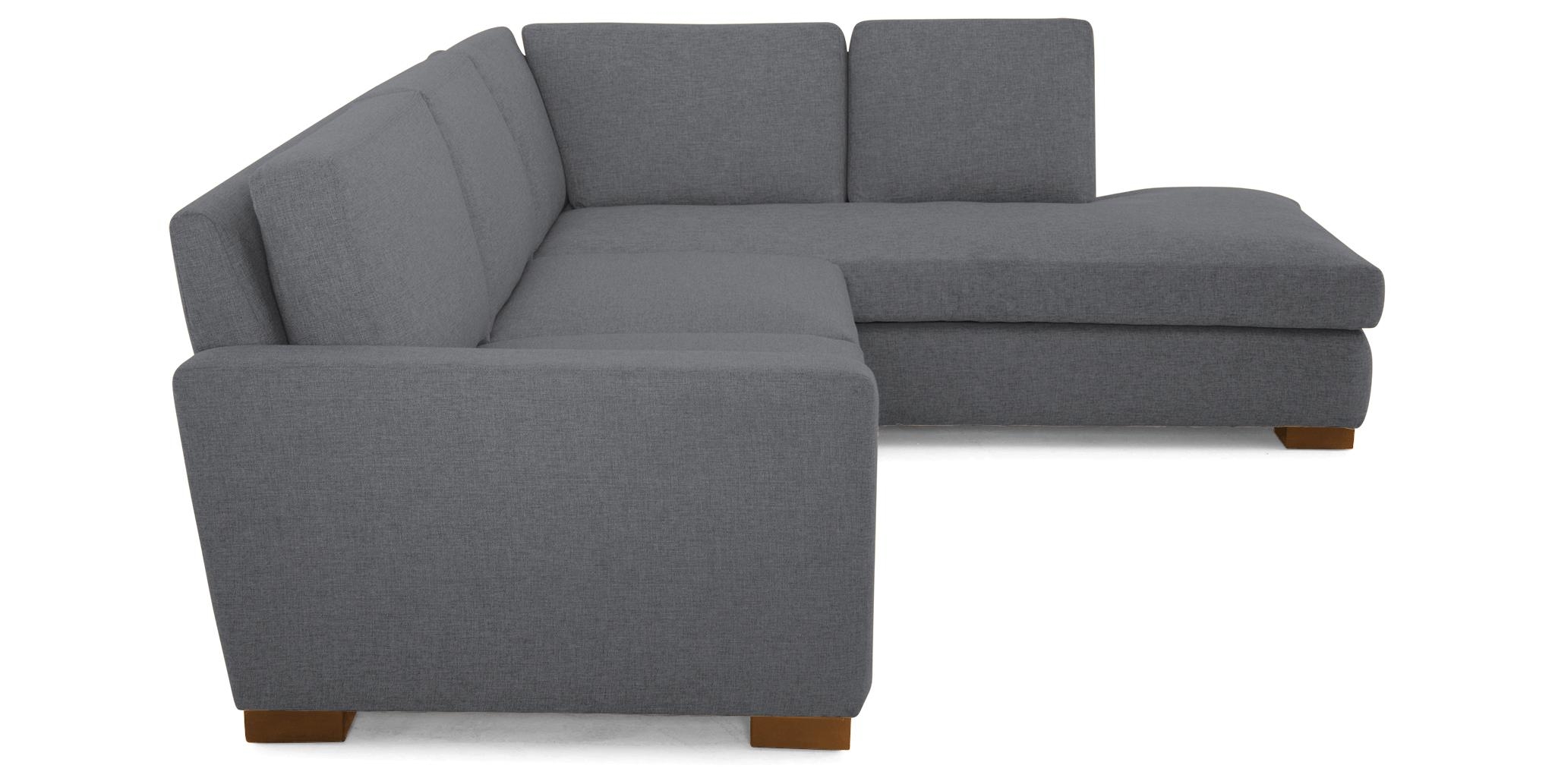 Gray Anton Mid Century Modern Sectional with Bumper - Essence Ash - Mocha - Right  - Image 2