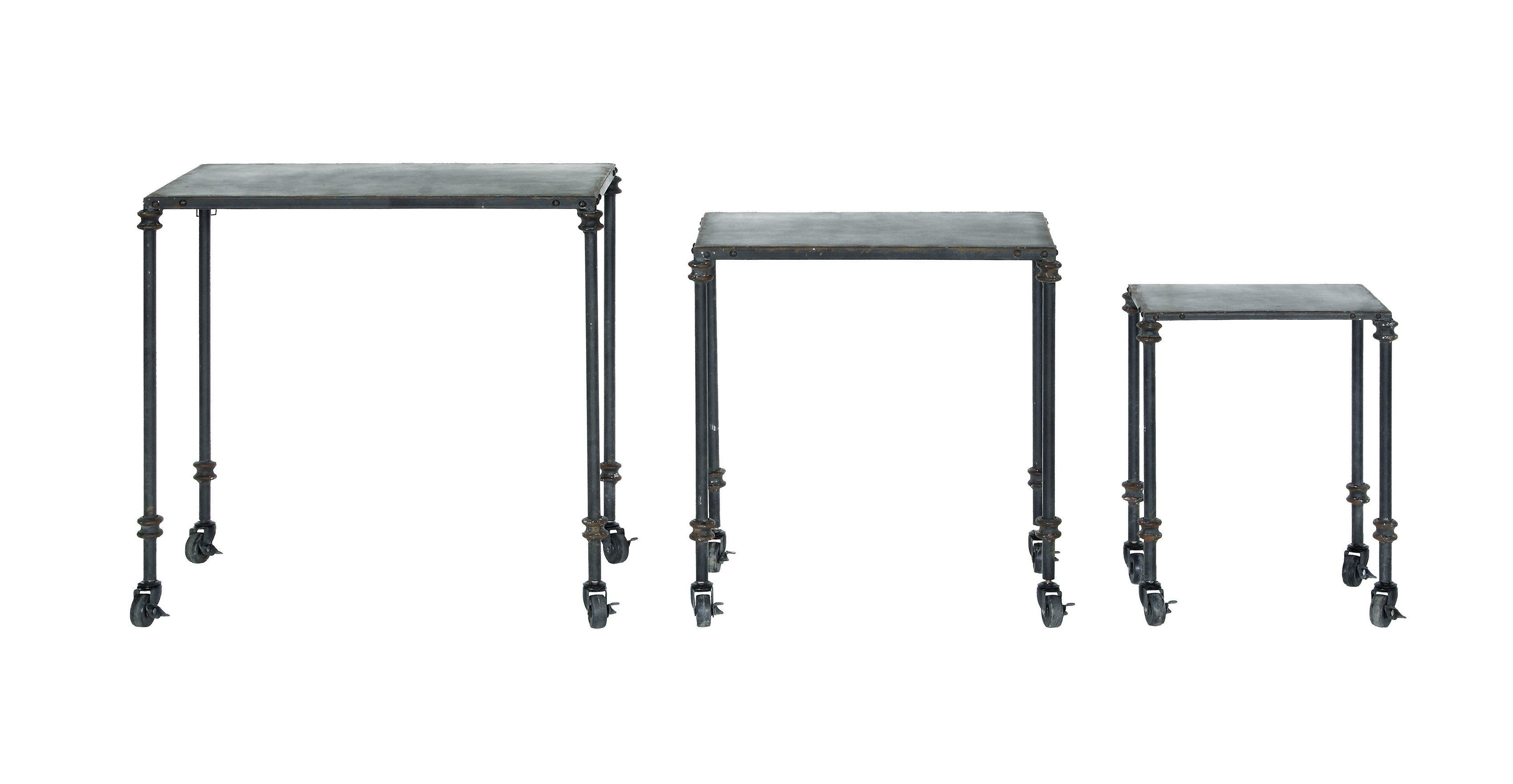Black Metal Tables on Casters (Set of 3 Sizes) - Image 0