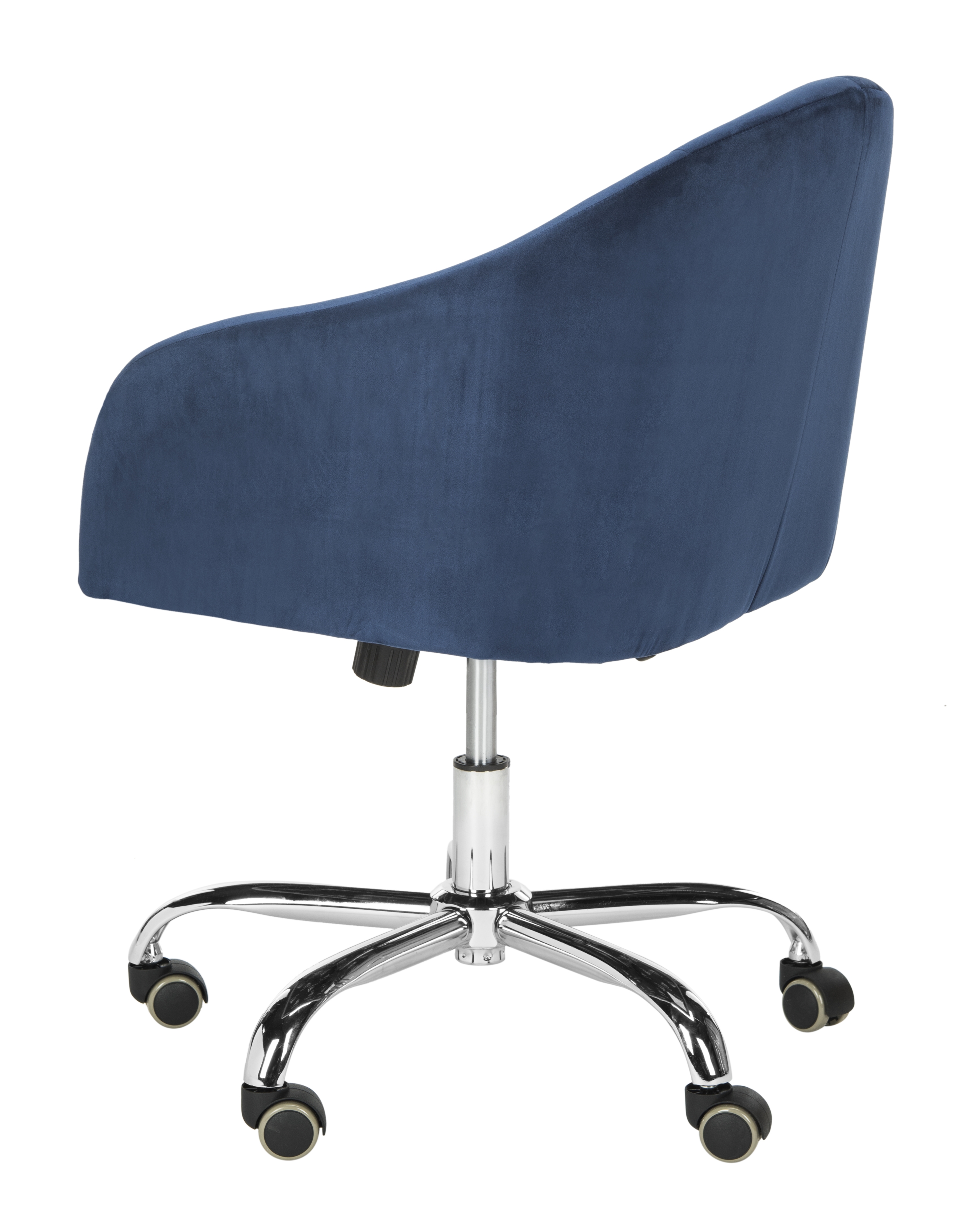 Amy Tufted Velvet Chrome Leg Swivel Office Chair - Navy/Chrome - Safavieh - Image 4